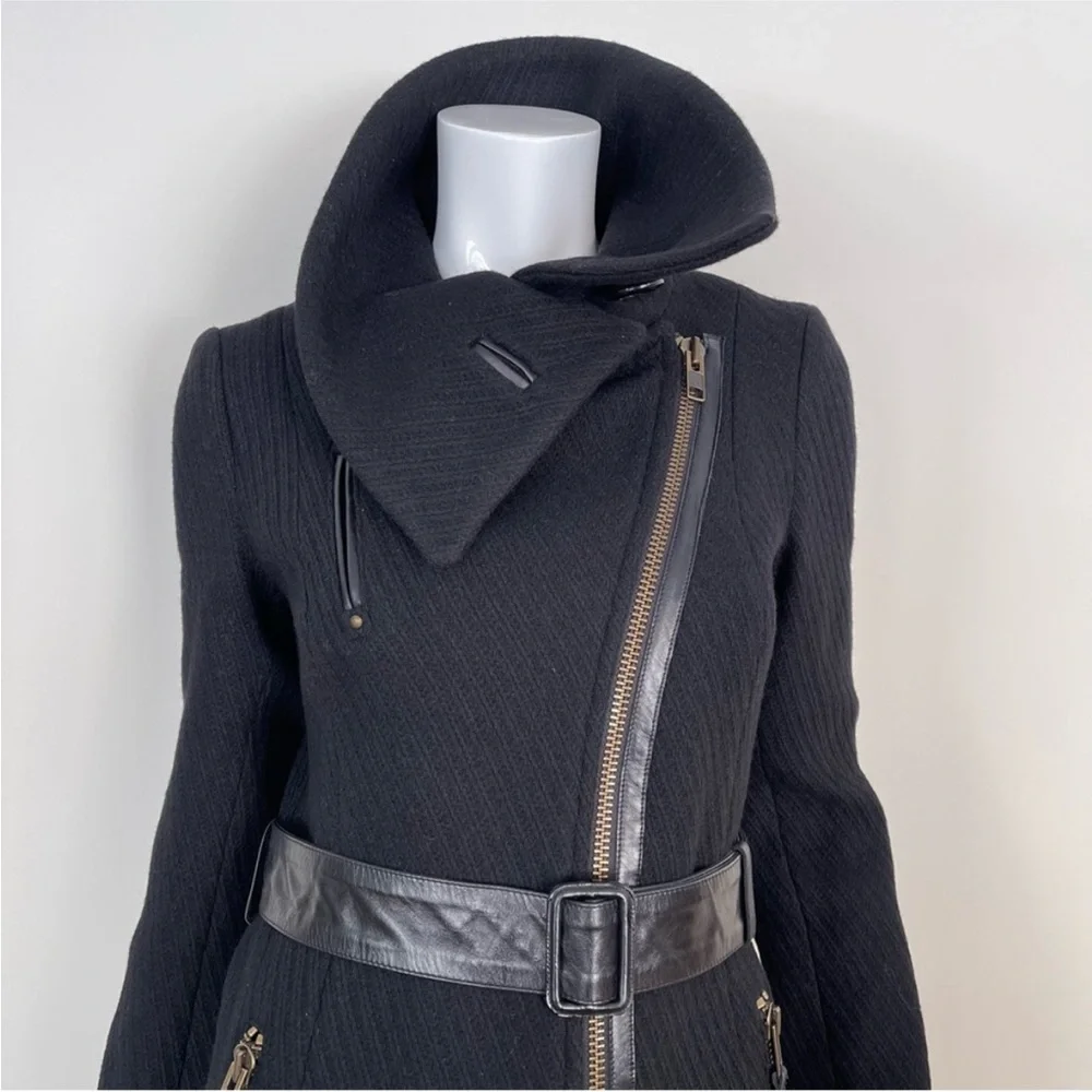 Mackage Black Trench Coat with Belt - Picture 11 of 13
